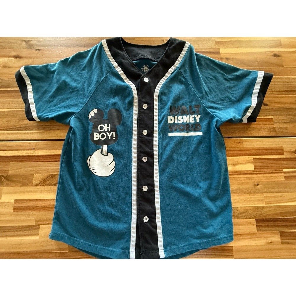 Disney Parks Walt Disney World Baseball Jersey Shirt Mickey "Oh Boy!" Size Large